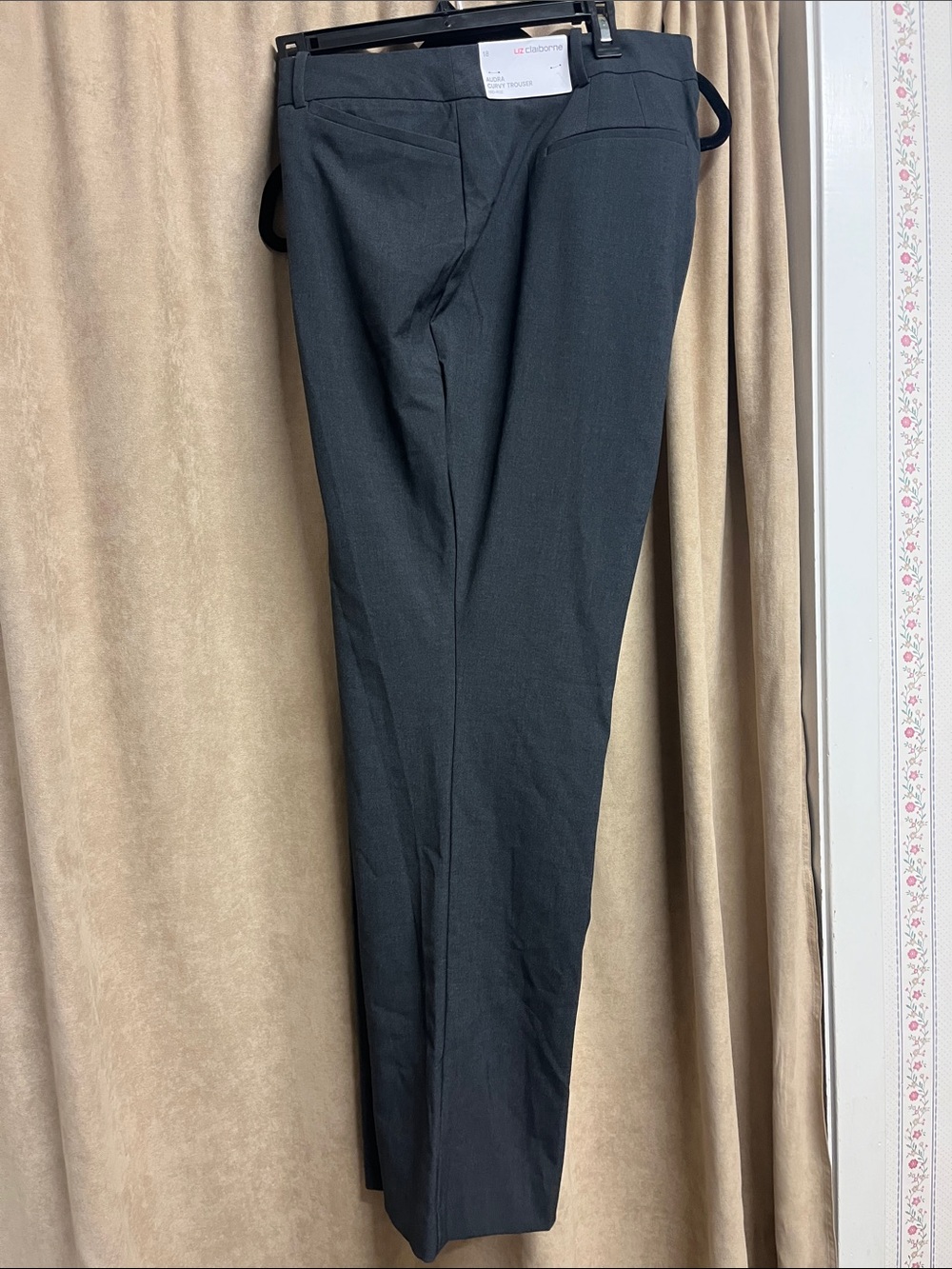 Liz Claiborne Charcoal Straight-Leg Dress Trousers